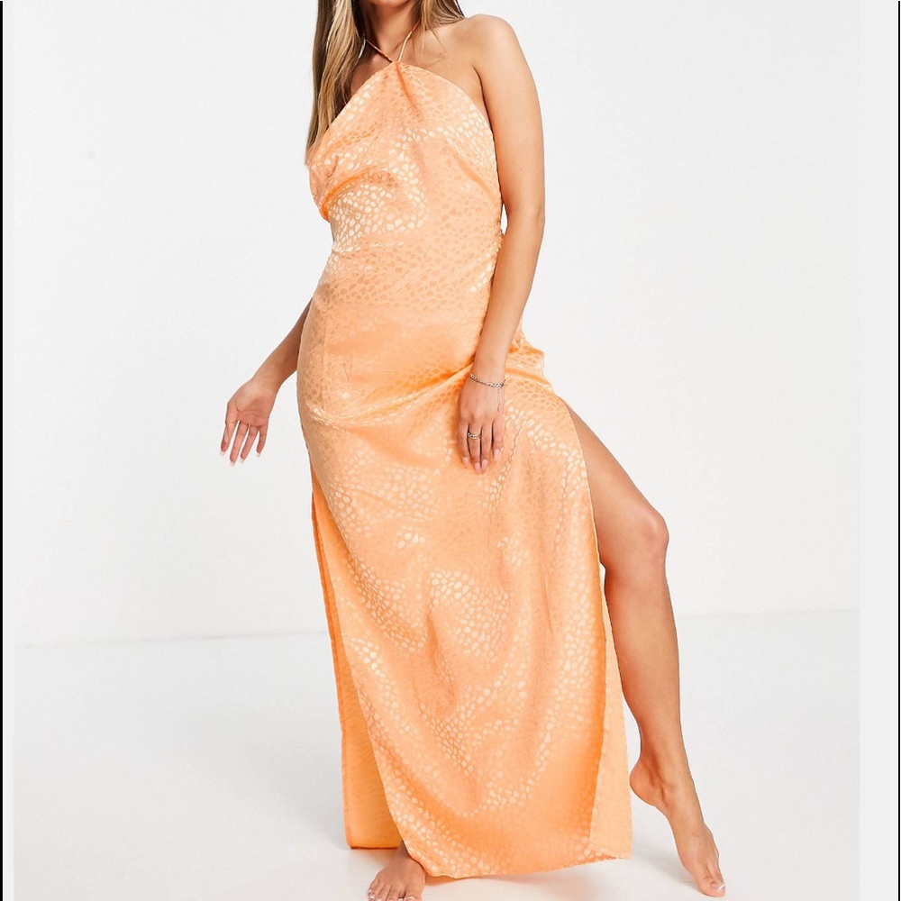 Orange Jacquard Beach Dress